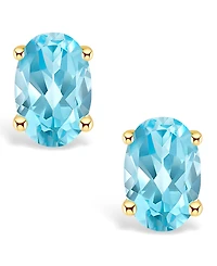 Blue Topaz (1-1/6 ct. t.w.) Stud Earrings 14K Yellow Gold or White