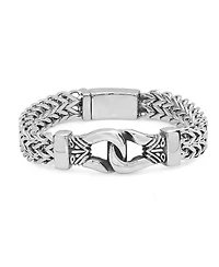 Steeltime Double Row Wheat Chain Accent Buckle Bracelet