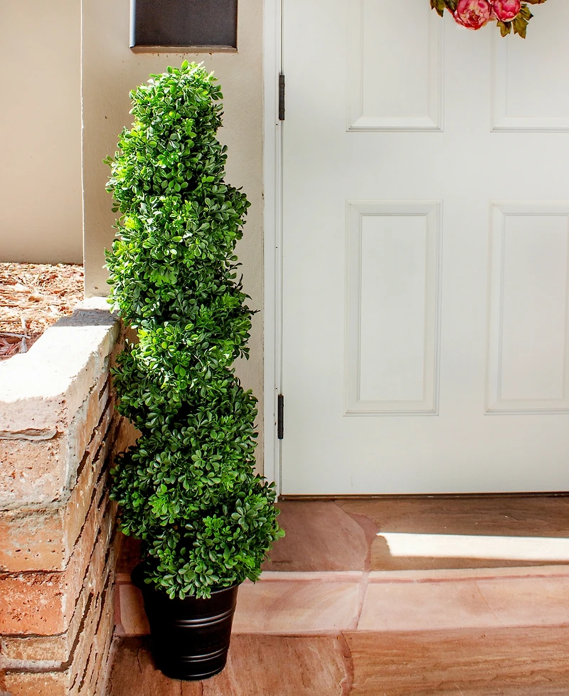 Nearly Natural Boxwood Spiral Topiary w/ Planter