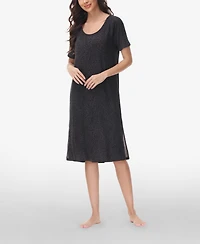 Ink+Ivy Women's Printed Short Sleeve Side Slit Sleep Dress High Point Shoulder