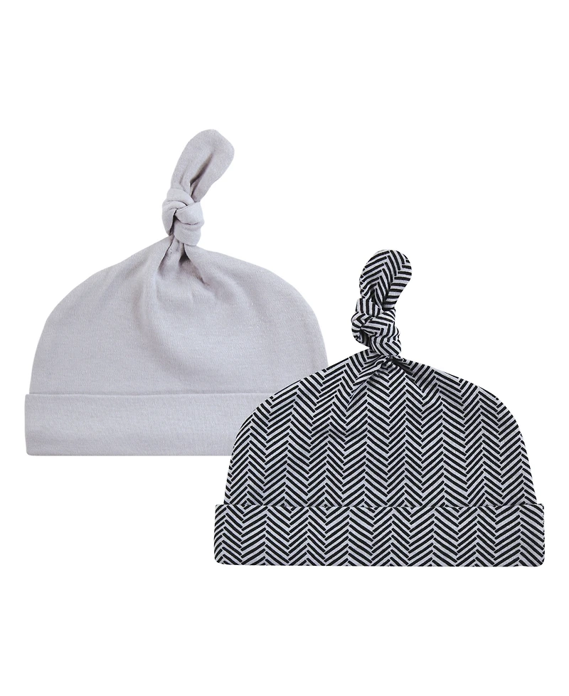 Hudson Baby Boys Essential 8-Piece Set Knotted Beanie Hats and Anti-Scratch Mitts