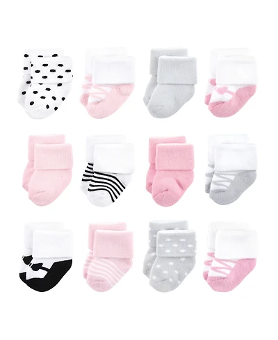 Luvable Friends Baby Girls Cotton Terry Socks Bundle