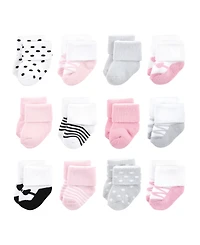 Luvable Friends Baby Girls Cotton Terry Socks Bundle