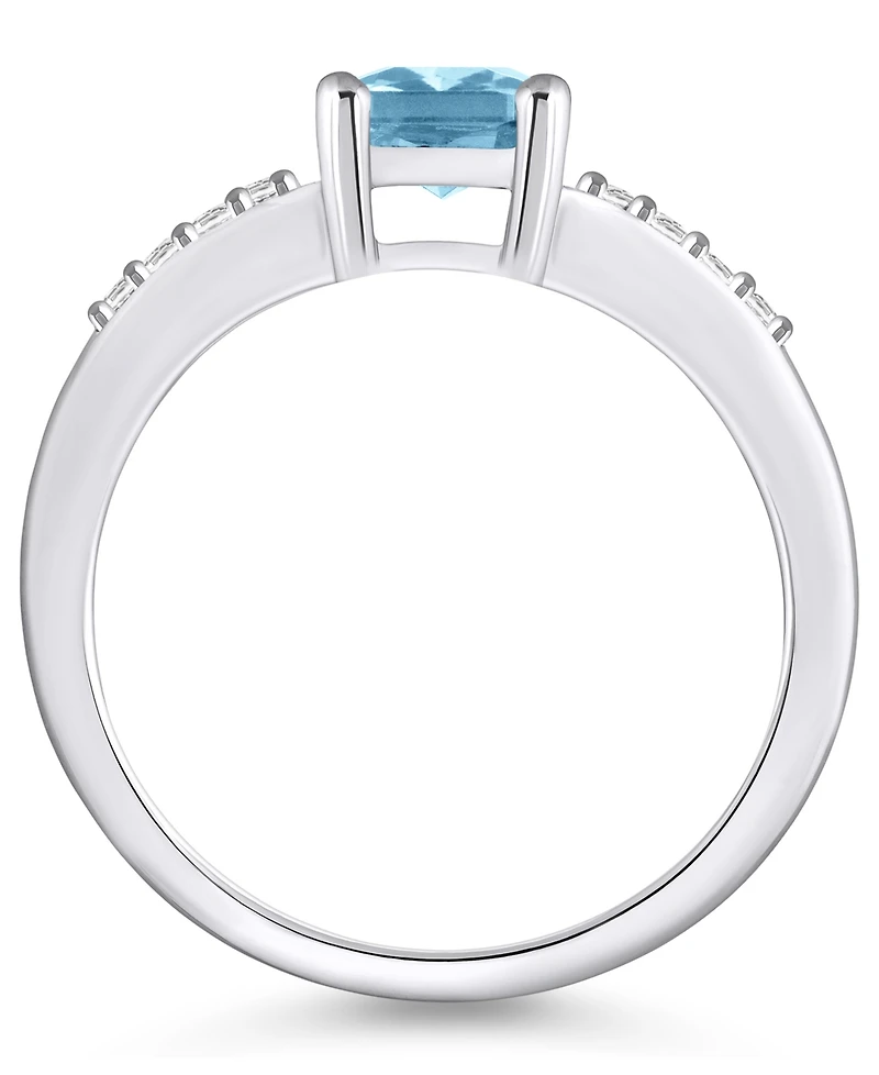 Aquamarine (1-3/8 ct .t.w.) and Diamond (1/8 Ring 14K Yellow Gold