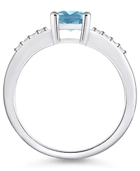 Aquamarine (1-3/8 ct .t.w.) and Diamond (1/8 Ring 14K Yellow Gold