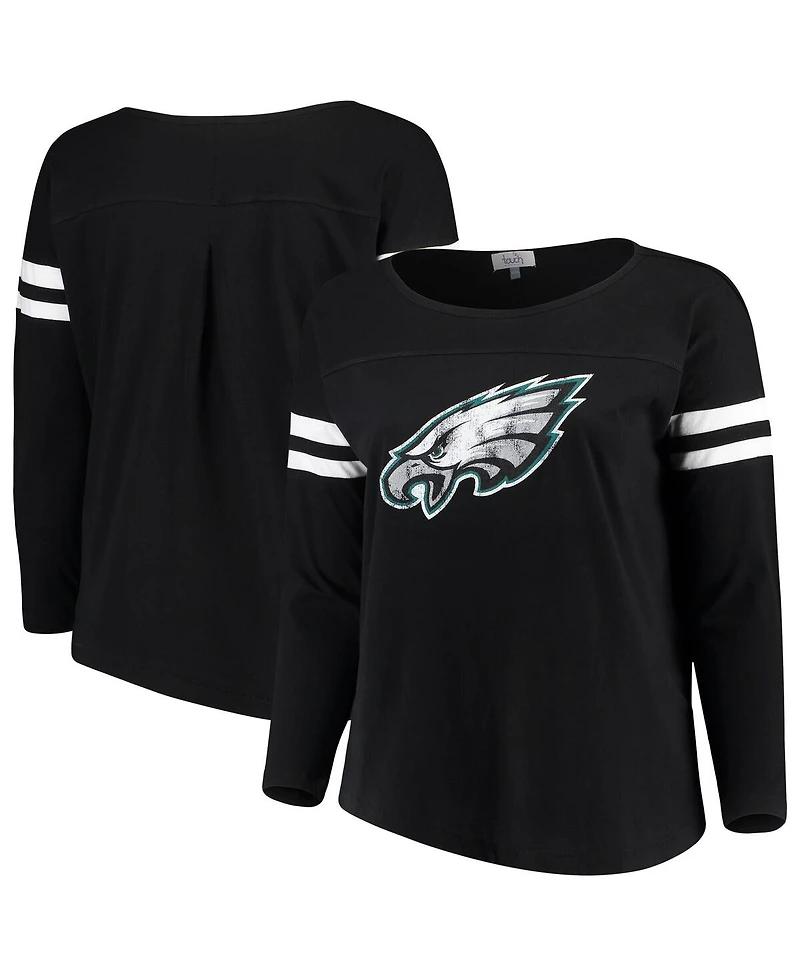 Women's Touch Black Philadelphia Eagles Plus Size Free Agent Long Sleeve T-shirt