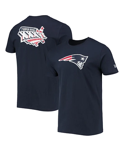 Men's New Era Navy New England Patriots Patch Up Collection Super Bowl Xxxvi T-shirt