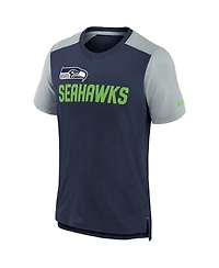 Big Boys Nike Heathered College Navy, Heathered Gray Seattle Seahawks Colorblock Team Name T-shirt
