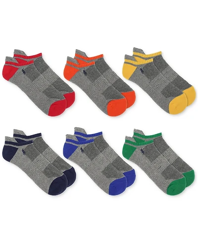 Polo Ralph Lauren Men's 6-Pk. Performance Tipped Color Heel Toe Low Cut Socks