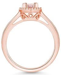 Macy's Morganite (3/4 ct. t.w.) and Diamond (1/5 Halo Ring 14K Rose Gold