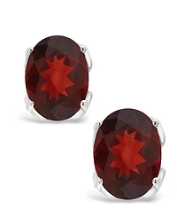 Macy's Garnet (3 ct. t.w.) Stud Earrings in 14K White Gold