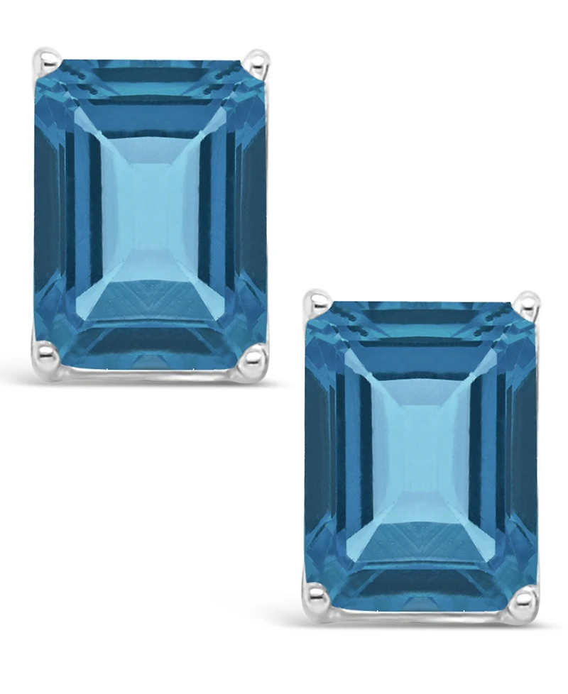 Macy's London Topaz (4 ct. t.w.) Stud Earrings in 14K White Gold