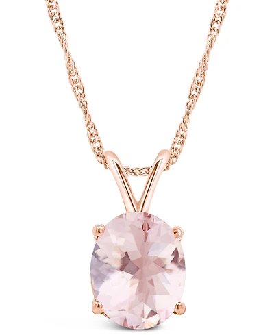 Macy's Morganite (2-1/2 ct. t.w.) Pendant Necklace in 14K Rose Gold
