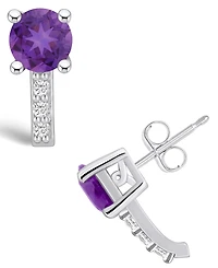 Macy's Amethyst (1-1/2 ct. t.w.) and Diamond (1/8 ct. t.w.) Stud Earrings in 14K White Gold