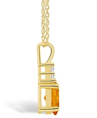 Macy's Citrine (1-1/5 Ct. T.w.) and Diamond (1/10 Ct. T.w.) Pendant Necklace in 14K Yellow Gold