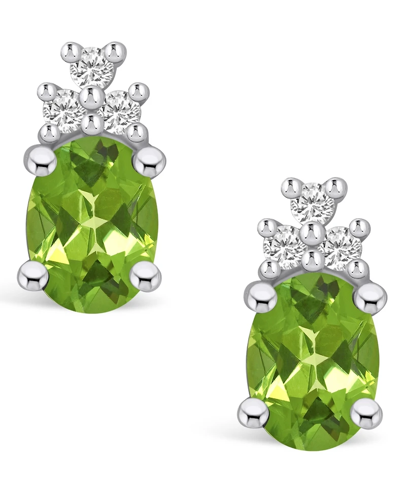 Macy's Peridot (2-3/4 ct. t.w.) and Diamond (1/5 ct. t.w.) Stud Earrings in 14K White Gold