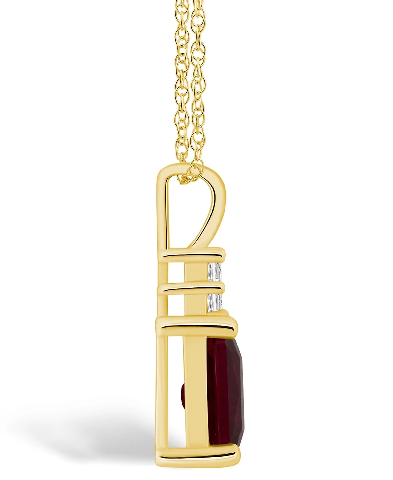 Macy's Garnet (2 Ct. T.w.) and Diamond (1/10 Ct. T.w.) Pendant Necklace in 14K Yellow Gold