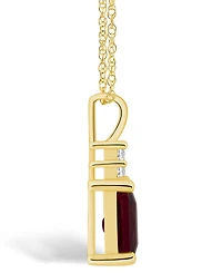 Macy's Garnet (2 Ct. T.w.) and Diamond (1/10 Ct. T.w.) Pendant Necklace in 14K Yellow Gold