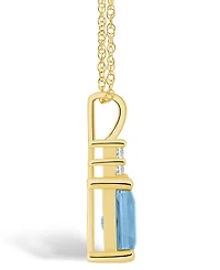 Macy's Aquamarine (1-3/8 Ct. T.w.) and Diamond (1/10 Ct. T.w.) Pendant Necklace in 14K Yellow Gold