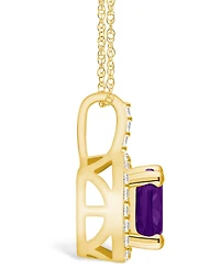 Macy's Amethyst (2 Ct. T.w.) and Diamond (1/4 Ct. T.w.) Halo Pendant Necklace in 14K Yellow Gold