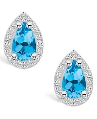 Macy's Topaz (-/ ct. t.w.) and Diamond (/3 ct. t.w.) Halo Stud Earrings in 14K Gold
