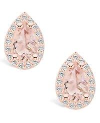 Macy's Morganite (1-3/8 ct. t.w.) and Diamond (1/3 ct. t.w.) Halo Stud Earrings in 14K Rose Gold