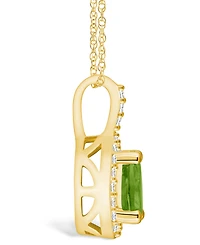 Macy's Peridot (1 Ct. T.w.) and Diamond (1/5 Ct. T.w.) Halo Pendant Necklace in 14K Yellow Gold