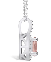Macy's Morganite (1-1/7 Ct. T.w.) and Diamond (1/4 Ct. T.w.) Halo Pendant Necklace in 14K White Gold