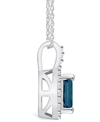 Macy's London Blue Topaz (2 Ct. T.w.) and Diamond (1/4 Ct. T.w.) Halo Pendant Necklace in 14K Gold