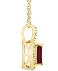 Macy's Garnet (2 Ct. T.w.) and Diamond (1/4 Ct. T.w.) Halo Pendant Necklace in 14K Yellow Gold