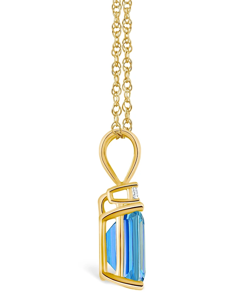 Blue Topaz (3 ct. t.w.) and Diamond Accent Pendant Necklace 14K Yellow Gold or White