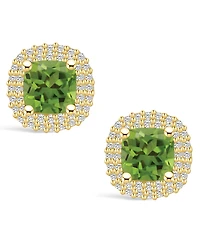 Macy's Peridot (2-1/5 ct. t.w.) and Diamond (3/8 ct. t.w.) Halo Stud Earrings in 14K Yellow Gold