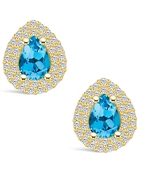 Macy's Topaz (1-3/4 ct. t.w.) and Diamond (5/8 ct. t.w.) Halo Stud Earrings in 14K Yellow Gold