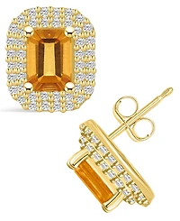Macy's Citrine (2 ct. t.w.) and Diamond (3/4 ct. t.w.) Halo Stud Earrings in 14K Yellow Gold