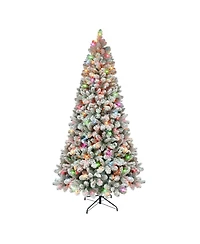 Puleo 6.5FT Pre-Lit Flocked Vancouver Pine Tree