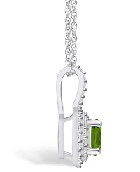 Macy's Peridot (1-1/2 Ct. T.w.) and Diamond (3/ Ct. T.w.) Halo Pendant Necklace in 14K White Gold