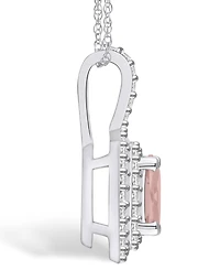 Macy's Morganite (1-1/7 Ct. T.w.) and Diamond (1/2 Ct. T.w.) Halo Pendant Necklace in 14K White Gold