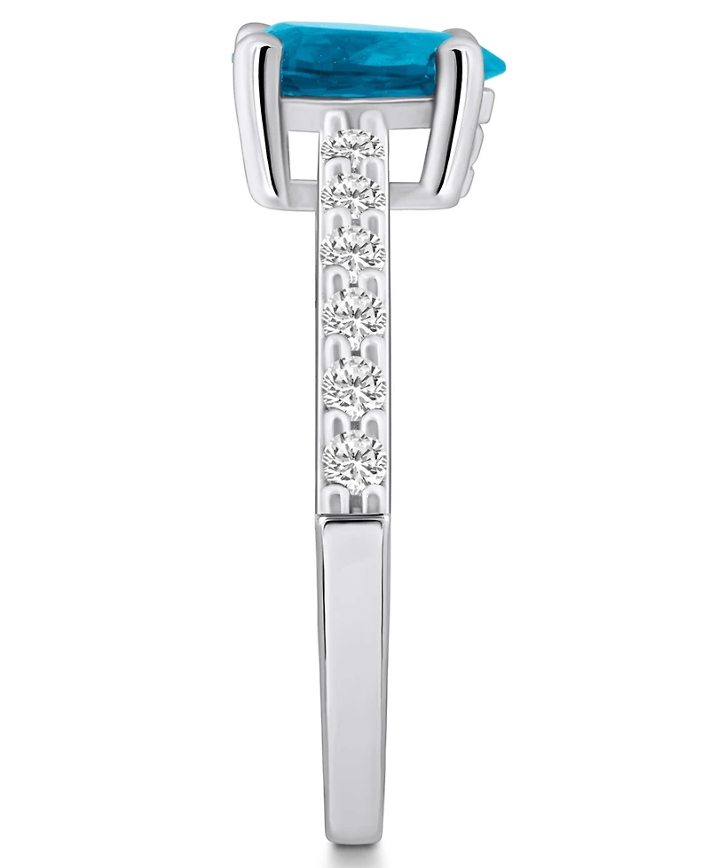 Macy's Blue Topaz (1 Ct. T.w.) and Diamond (1/3 Ring 14K White Gold