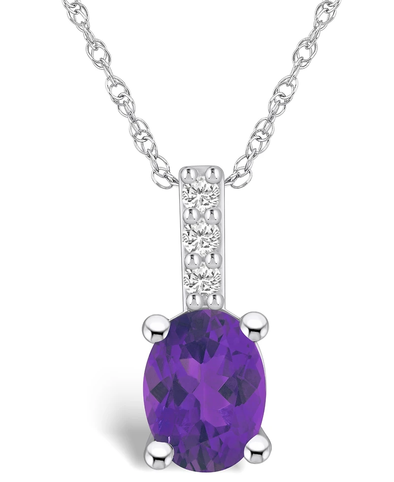 Macy's Amethyst (1-1/5 Ct. T.w.) and Diamond Accent Pendant Necklace in 14K White Gold