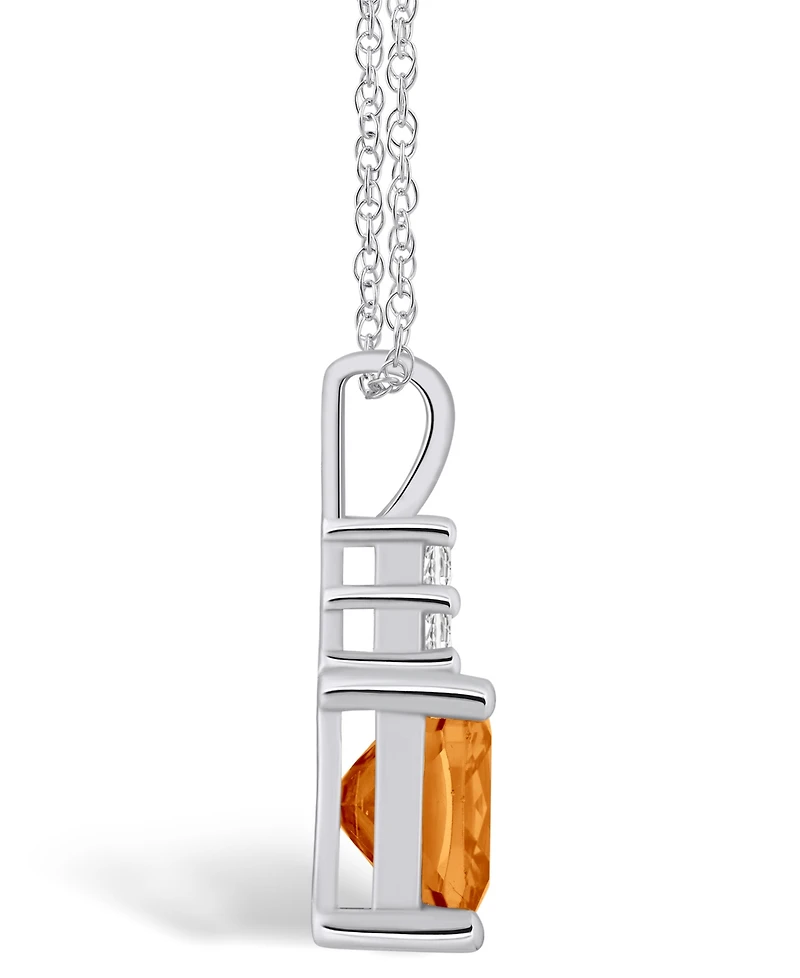 Macy's Citrine (2 Ct. T.w.) and Diamond (1/10 Ct. T.w.) Pendant Necklace in 14K Gold