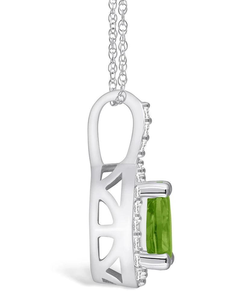 Macy's Peridot (1 Ct. T.w.) and Diamond (1/5 Ct. T.w.) Halo Pendant Necklace in 14K Gold