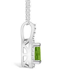 Macy's Peridot (1 Ct. T.w.) and Diamond (1/5 Ct. T.w.) Halo Pendant Necklace in 14K Gold
