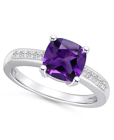Macy's Amethyst and Diamond Ring (2 ct.t.w 1/8 ct.t.w) 14K White Gold