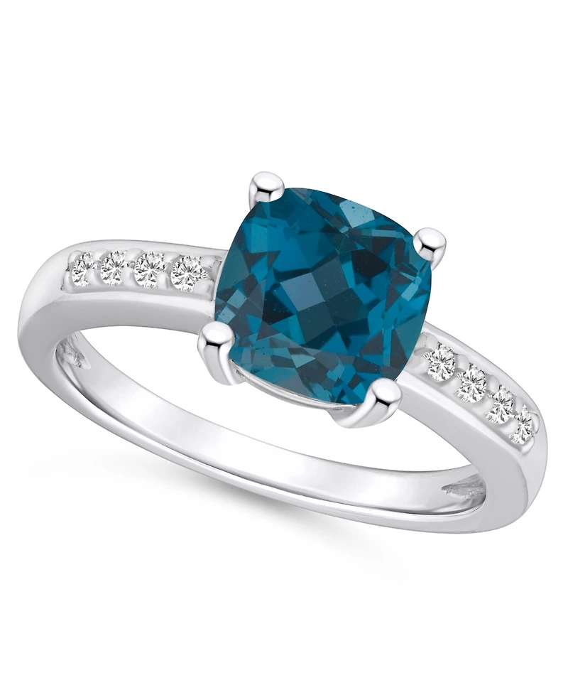 Macy's London Blue Topaz and Diamond Ring (2-3/4 ct.t.w 1/8 ct.t.w) 14K White Gold