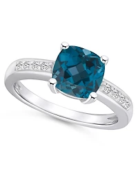 Macy's London Blue Topaz and Diamond Ring (2-3/4 ct.t.w 1/8 ct.t.w) 14K White Gold