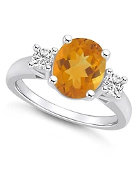 Macy's Citrine and Diamond Ring (2-1/2 ct.t.w 1/3 ct.t.w) 14K White Gold