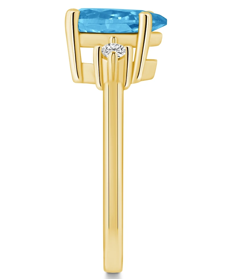 Macy's Blue Topaz and Diamond Ring (2-1/2 ct.t.w 1/10 ct.t.w) 14K Yellow Gold