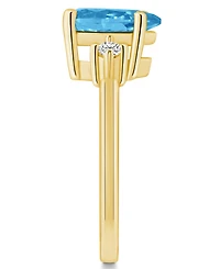Macy's Blue Topaz and Diamond Ring (2-1/2 ct.t.w 1/10 ct.t.w) 14K Yellow Gold