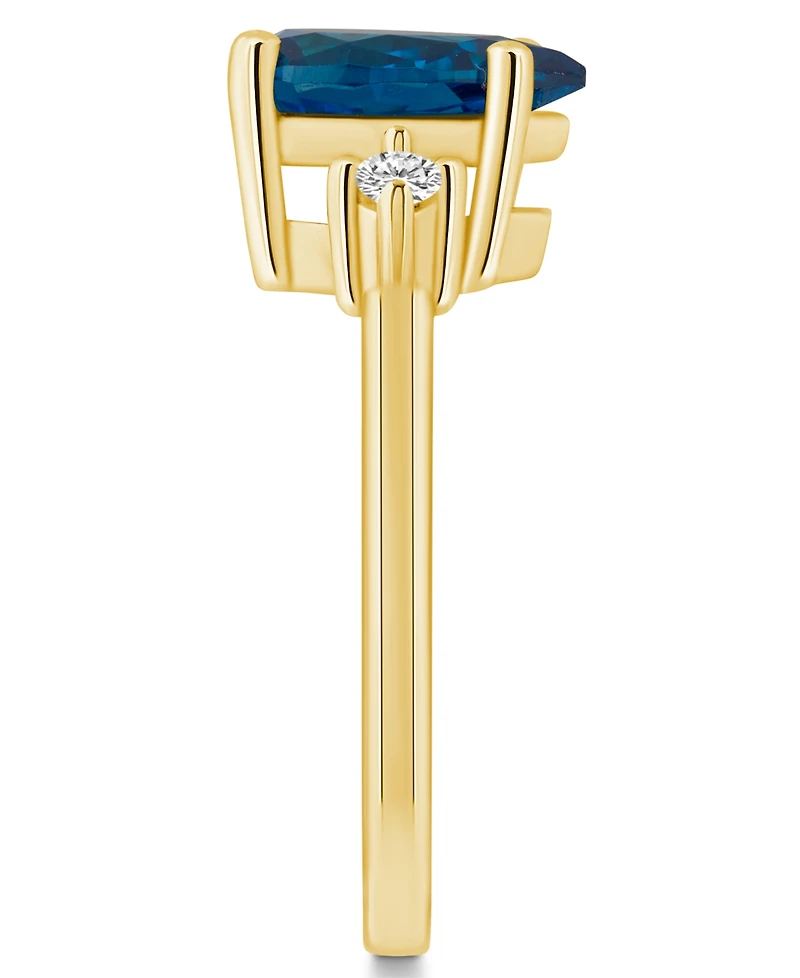 Macy's London Blue Topaz and Diamond Ring (2-1/2 ct.t.w 1/10 ct.t.w) 14K Gold