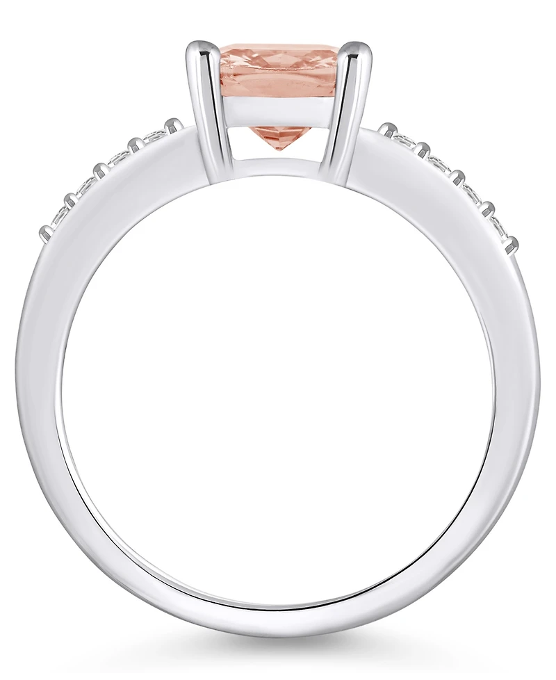Macy's Morganite and Diamond Ring (2 ct.t.w 1/8 ct.t.w) 14K White Gold